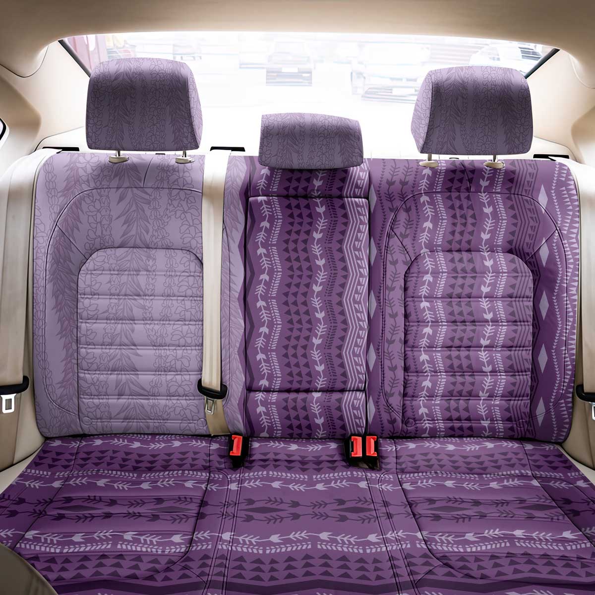 Vintage Violet Hawaiian Traditional Kapa Mix Flowers Lei Back Car Seat Cover
