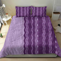 Vintage Violet Hawaiian Traditional Kapa Mix Flowers Lei Bedding Set