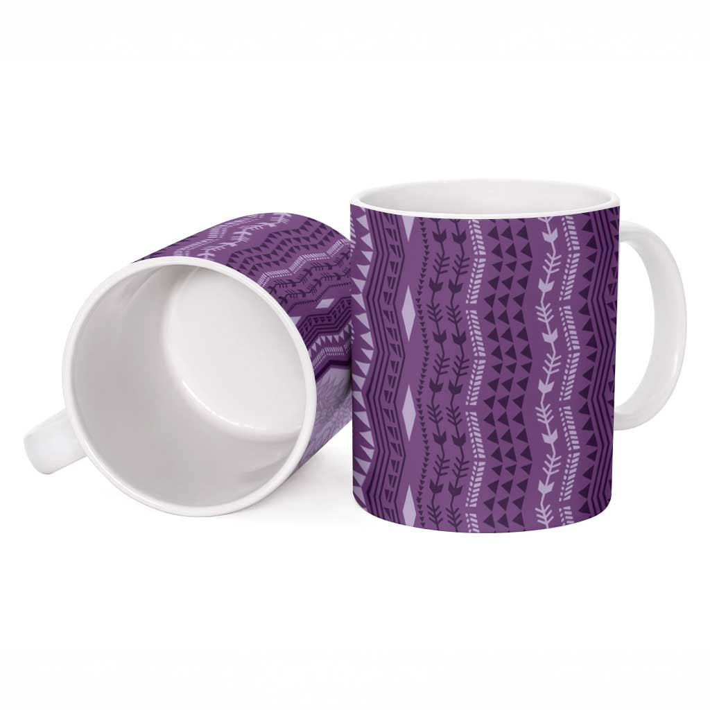 Vintage Violet Hawaiian Traditional Kapa Mix Flowers Lei Ceramic Mug