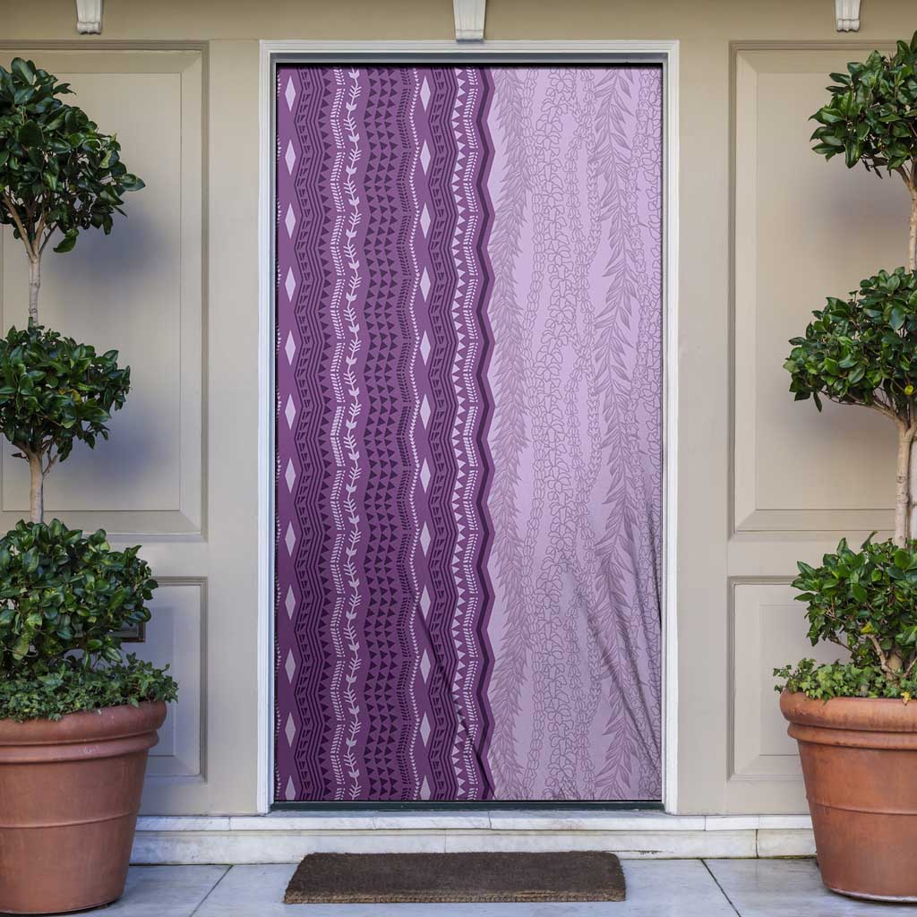 Vintage Violet Hawaiian Traditional Kapa Mix Flowers Lei Door Cover