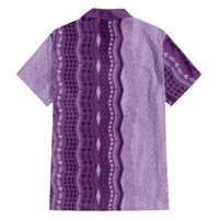 Vintage Violet Hawaiian Traditional Kapa Mix Flowers Lei Family Matching Long Sleeve Bodycon Dress and Hawaiian Shirt LT7 - Polynesian Pride
