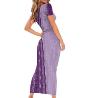 Vintage Violet Hawaiian Traditional Kapa Mix Flowers Lei Family Matching Short Sleeve Bodycon Dress and Hawaiian Shirt LT7 - Polynesian Pride