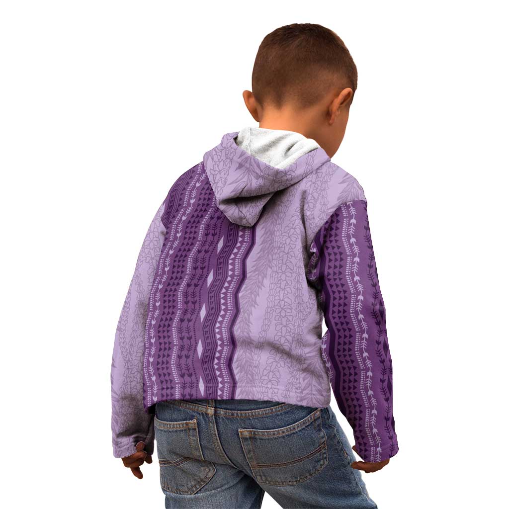 Vintage Violet Hawaiian Traditional Kapa Mix Flowers Lei Kid Hoodie