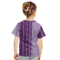 Vintage Violet Hawaiian Traditional Kapa Mix Flowers Lei Kid T Shirt