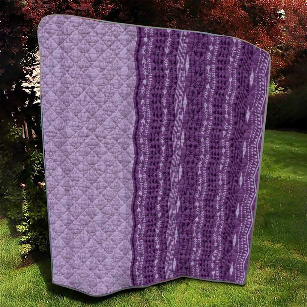Vintage Violet Hawaiian Traditional Kapa Mix Flowers Lei Quilt
