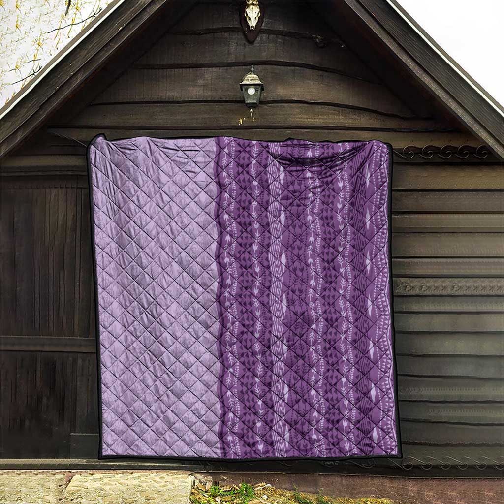 Vintage Violet Hawaiian Traditional Kapa Mix Flowers Lei Quilt
