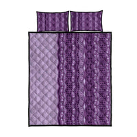 Vintage Violet Hawaiian Traditional Kapa Mix Flowers Lei Quilt Bed Set