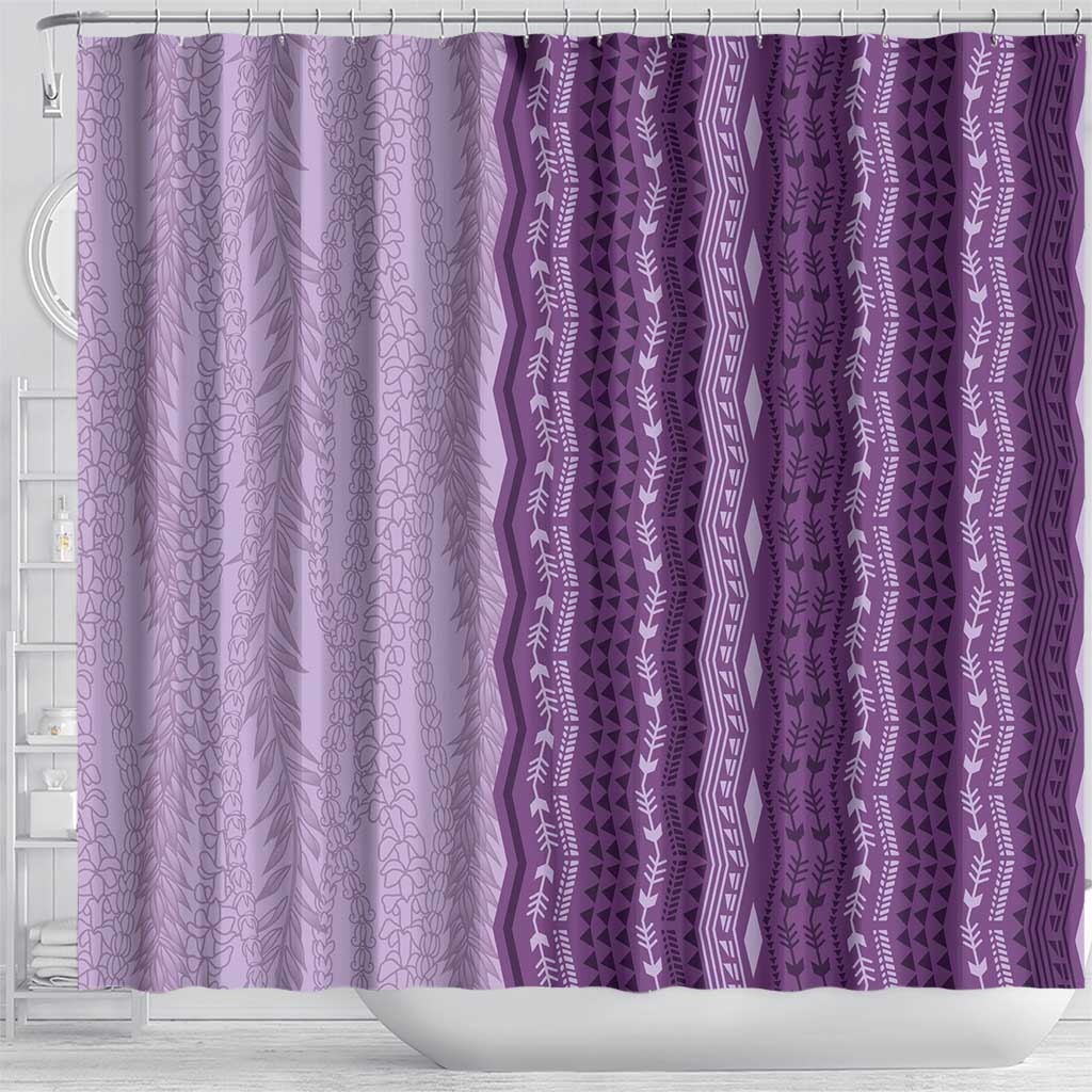 Vintage Violet Hawaiian Traditional Kapa Mix Flowers Lei Shower Curtain