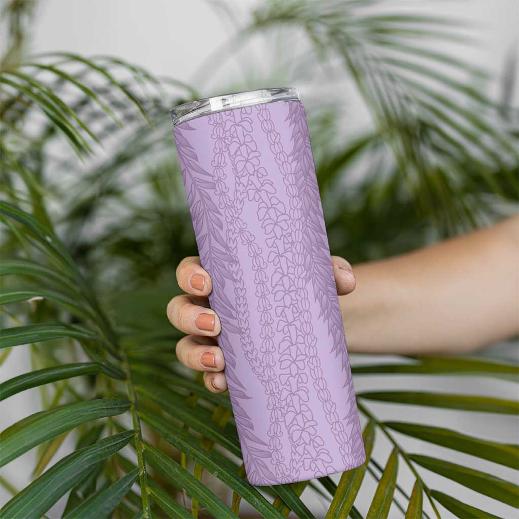Vintage Violet Hawaiian Traditional Kapa Mix Flowers Lei Skinny Tumbler LT7 - Polynesian Pride