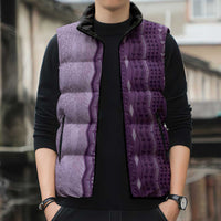 Vintage Violet Hawaiian Traditional Kapa Mix Flowers Lei Sleeveless Puffer Jacket