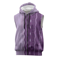 Vintage Violet Hawaiian Traditional Kapa Mix Flowers Lei Sleeveless Zip Hoodie LT7 Violet - Polynesian Pride