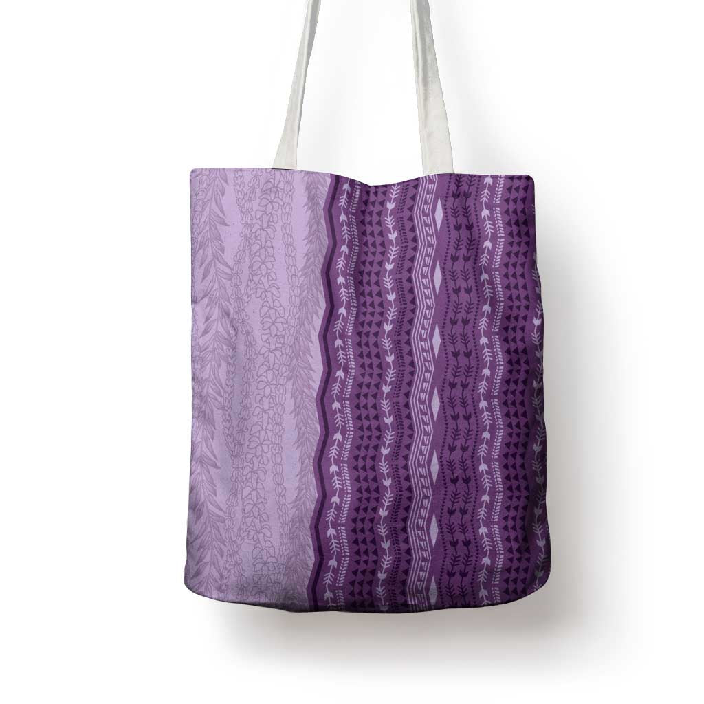 Vintage Violet Hawaiian Traditional Kapa Mix Flowers Lei Tote Bag