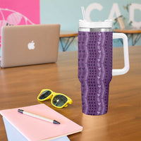 Vintage Violet Hawaiian Traditional Kapa Mix Flowers Lei Tumbler With Handle