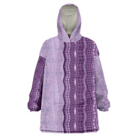 Vintage Violet Hawaiian Traditional Kapa Mix Flowers Lei Wearable Blanket Hoodie LT7 One Size Violet - Polynesian Pride