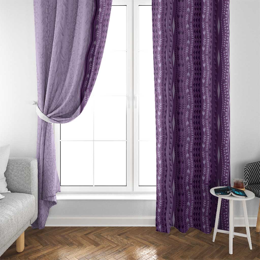 Vintage Violet Hawaiian Traditional Kapa Mix Flowers Lei Window Curtain