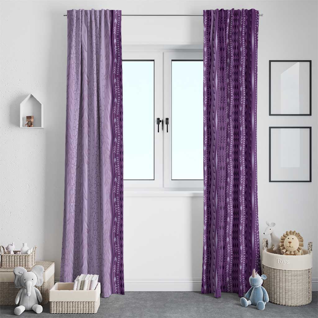 Vintage Violet Hawaiian Traditional Kapa Mix Flowers Lei Window Curtain