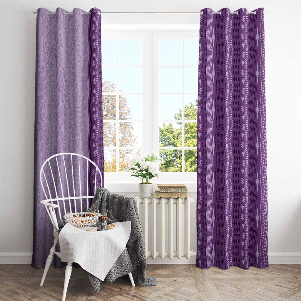 Vintage Violet Hawaiian Traditional Kapa Mix Flowers Lei Window Curtain