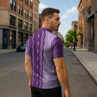 Vintage Violet Hawaiian Traditional Kapa Mix Flowers Lei Zipper Polo Shirt LT7 - Polynesian Pride
