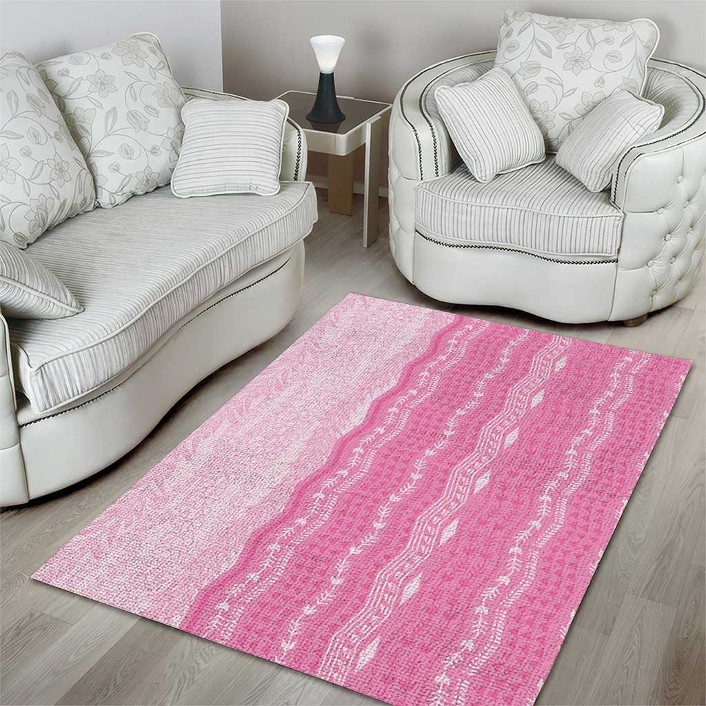 Vintage Pink Hawaiian Traditional Kapa Mix Flowers Lei Area Rug