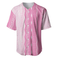 Vintage Pink Hawaiian Traditional Kapa Mix Flowers Lei Baseball Jersey LT7 Pink - Polynesian Pride