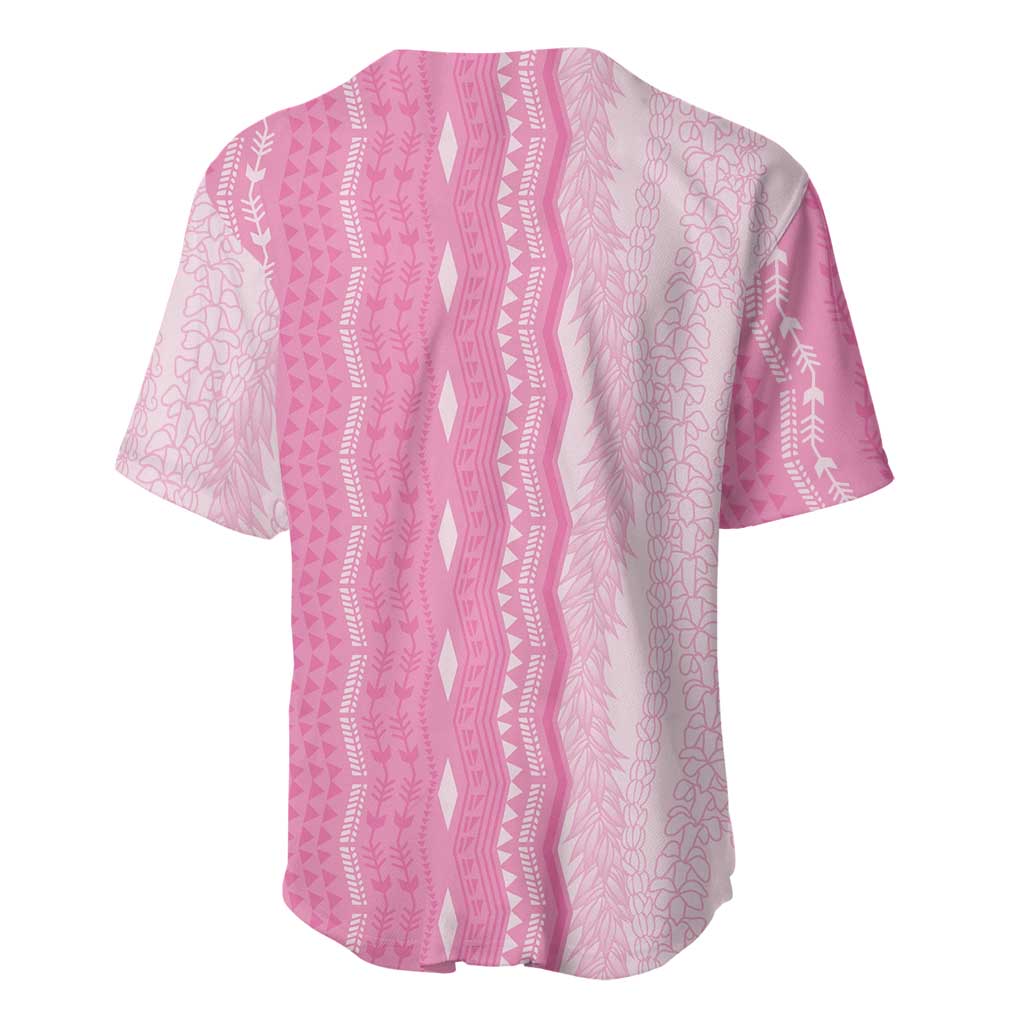 Vintage Pink Hawaiian Traditional Kapa Mix Flowers Lei Baseball Jersey LT7 - Polynesian Pride