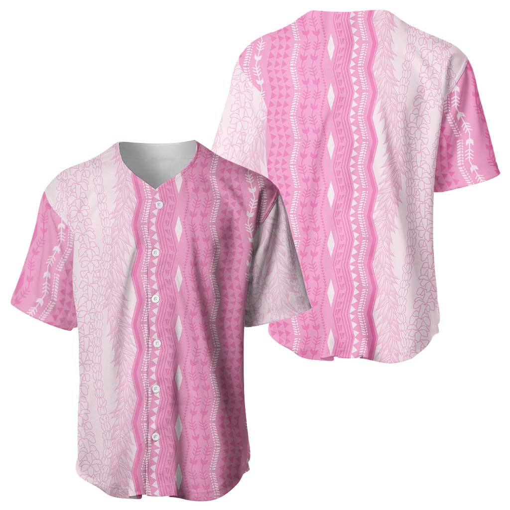 Vintage Pink Hawaiian Traditional Kapa Mix Flowers Lei Baseball Jersey LT7 - Polynesian Pride