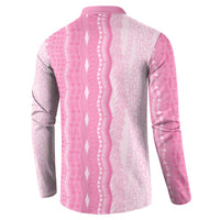 Vintage Pink Hawaiian Traditional Kapa Mix Flowers Lei Button Sweatshirt