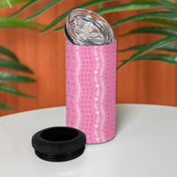 Vintage Pink Hawaiian Traditional Kapa Mix Flowers Lei 4 in 1 Can Cooler Tumbler LT7 - Polynesian Pride