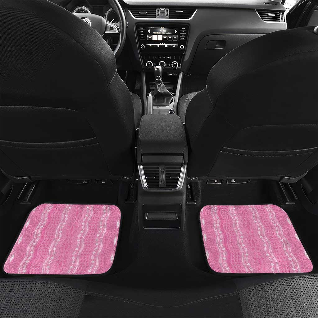 Vintage Pink Hawaiian Traditional Kapa Mix Flowers Lei Car Mats