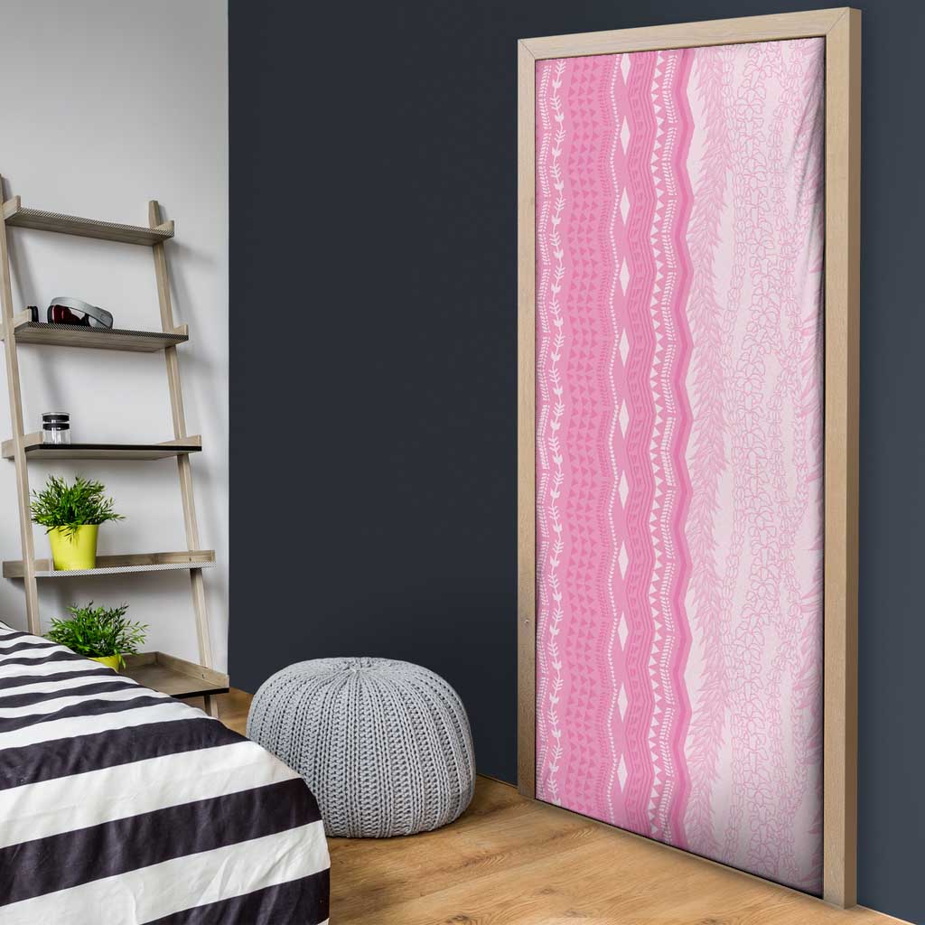 Vintage Pink Hawaiian Traditional Kapa Mix Flowers Lei Door Cover