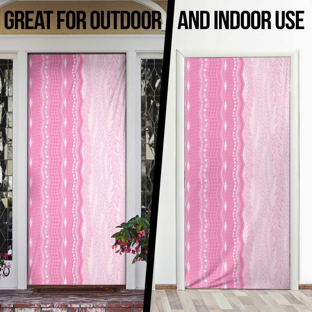 Vintage Pink Hawaiian Traditional Kapa Mix Flowers Lei Door Cover