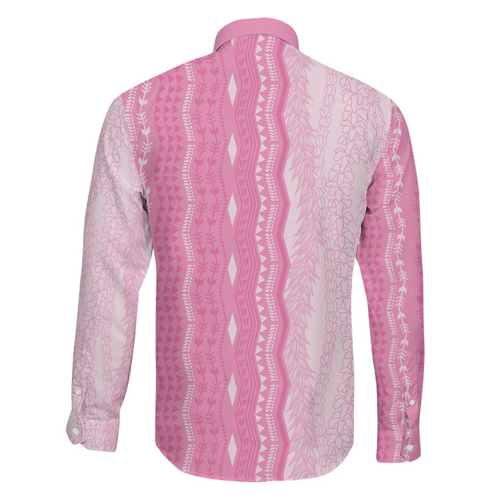 Vintage Pink Hawaiian Traditional Kapa Mix Flowers Lei Family Matching Long Sleeve Bodycon Dress and Hawaiian Shirt LT7 - Polynesian Pride