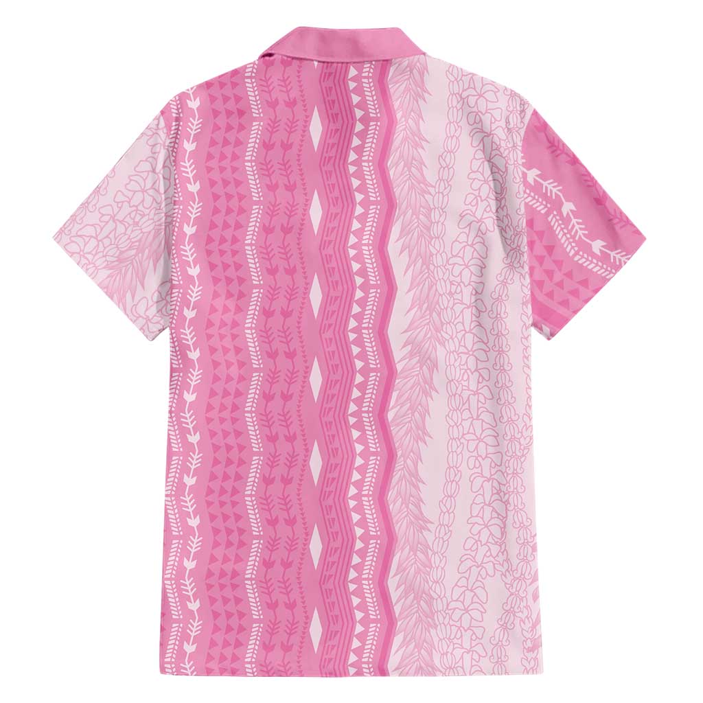 Vintage Pink Hawaiian Traditional Kapa Mix Flowers Lei Family Matching Off Shoulder Short Dress and Hawaiian Shirt LT7 - Polynesian Pride