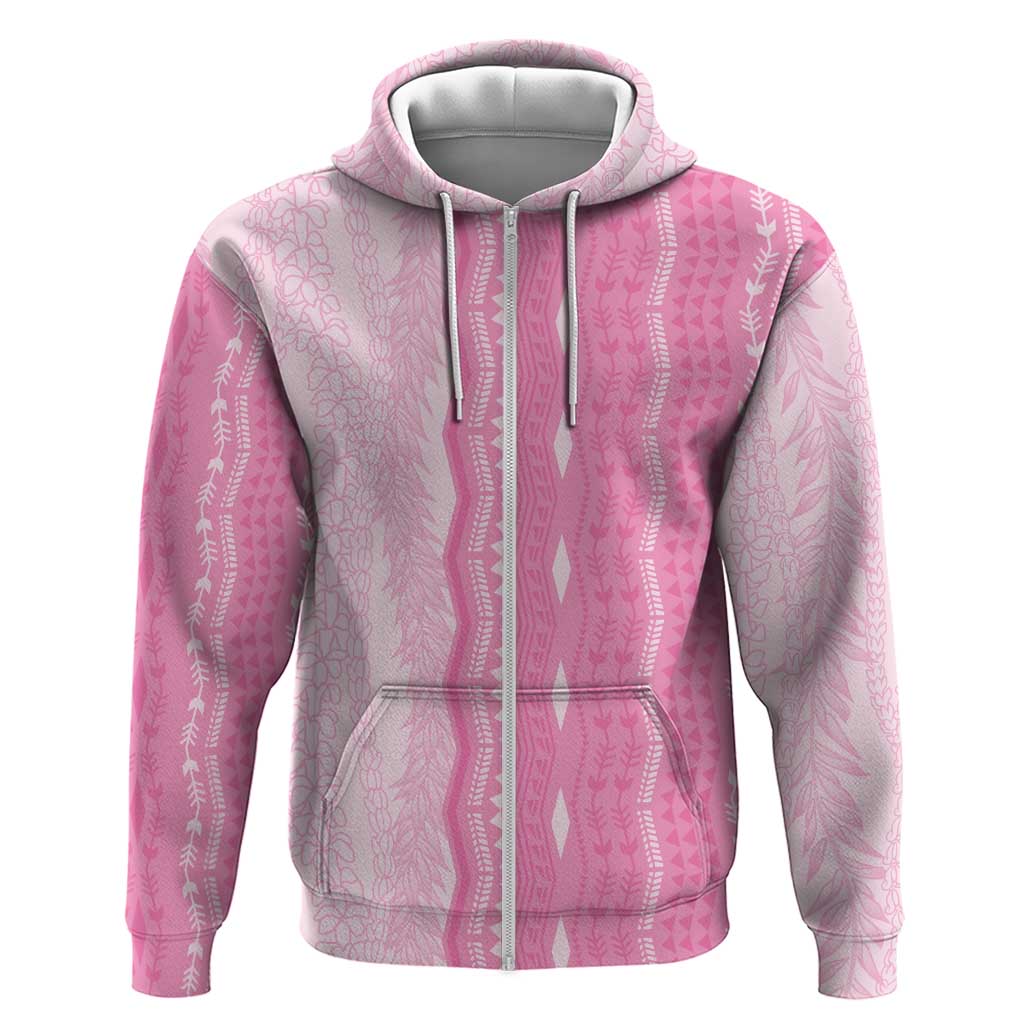 Vintage Pink Hawaiian Traditional Kapa Mix Flowers Lei Hoodie