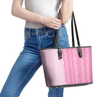 Vintage Pink Hawaiian Traditional Kapa Mix Flowers Lei Leather Tote Bag
