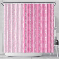 Vintage Pink Hawaiian Traditional Kapa Mix Flowers Lei Shower Curtain