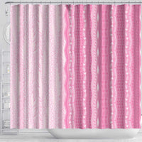 Vintage Pink Hawaiian Traditional Kapa Mix Flowers Lei Shower Curtain