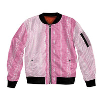 Vintage Pink Hawaiian Traditional Kapa Mix Flowers Lei Sleeve Zip Bomber Jacket LT7 Unisex Pink - Polynesian Pride