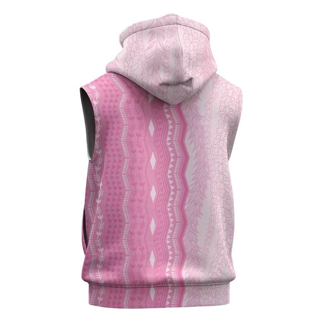 Vintage Pink Hawaiian Traditional Kapa Mix Flowers Lei Sleeveless Hoodie LT7 - Polynesian Pride