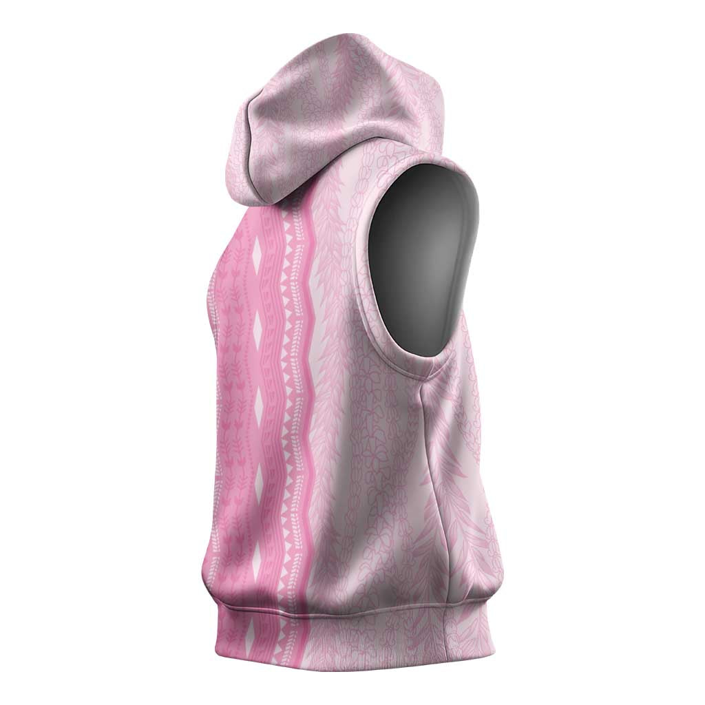 Vintage Pink Hawaiian Traditional Kapa Mix Flowers Lei Sleeveless Hoodie LT7 - Polynesian Pride