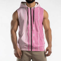 Vintage Pink Hawaiian Traditional Kapa Mix Flowers Lei Sleeveless Zip Hoodie LT7 - Polynesian Pride