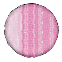 Vintage Pink Hawaiian Traditional Kapa Mix Flowers Lei Spare Tire Cover