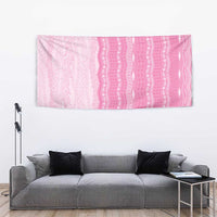 Vintage Pink Hawaiian Traditional Kapa Mix Flowers Lei Tapestry