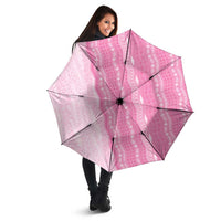 Vintage Pink Hawaiian Traditional Kapa Mix Flowers Lei Umbrella