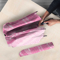 Vintage Pink Hawaiian Traditional Kapa Mix Flowers Lei Umbrella