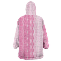 Vintage Pink Hawaiian Traditional Kapa Mix Flowers Lei Wearable Blanket Hoodie LT7 - Polynesian Pride