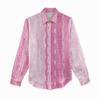 Vintage Pink Hawaiian Traditional Kapa Mix Flowers Lei Women Casual Shirt LT7 - Polynesian Pride