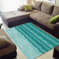 Vintage Teal Hawaiian Traditional Kapa Mix Flowers Lei Area Rug