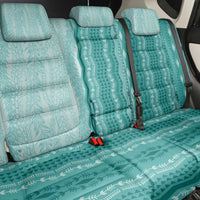 Vintage Teal Hawaiian Traditional Kapa Mix Flowers Lei Back Car Seat Cover