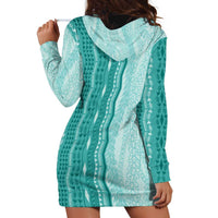 Vintage Teal Hawaiian Traditional Kapa Mix Flowers Lei Hoodie Dress LT7 - Polynesian Pride